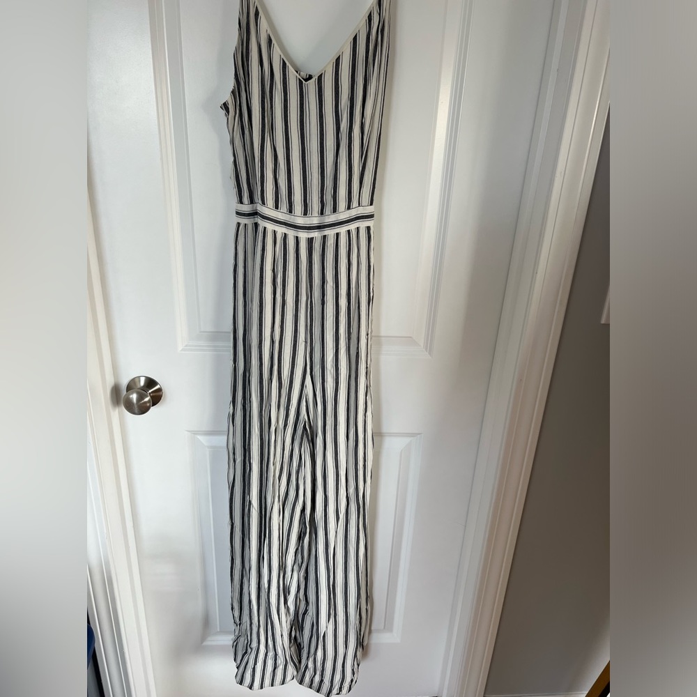Cream and blue striped jumper